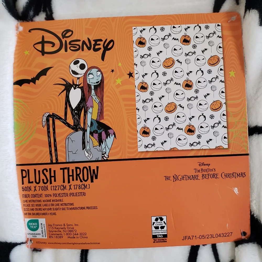 Nightmare Before Christmas Jack Skellington The Pumpkin King Throw Blanket NWT